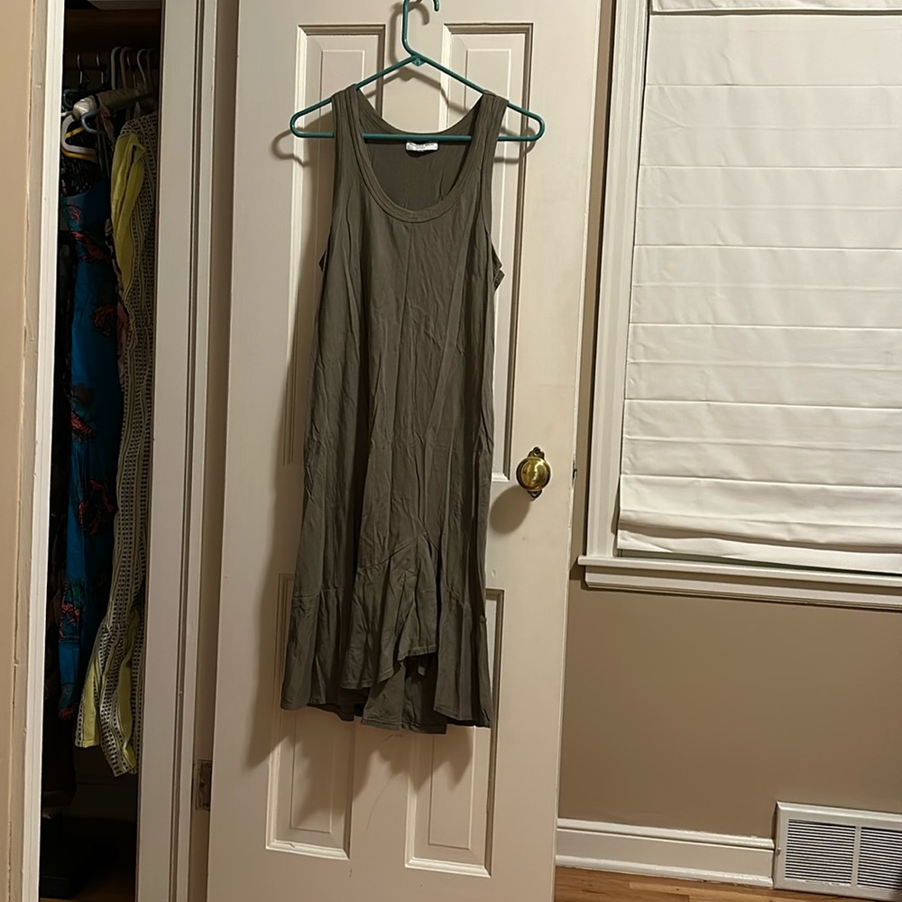 Michael Stars Jasmine Cotton Modal Swing Dress with Asymmetrical Hem